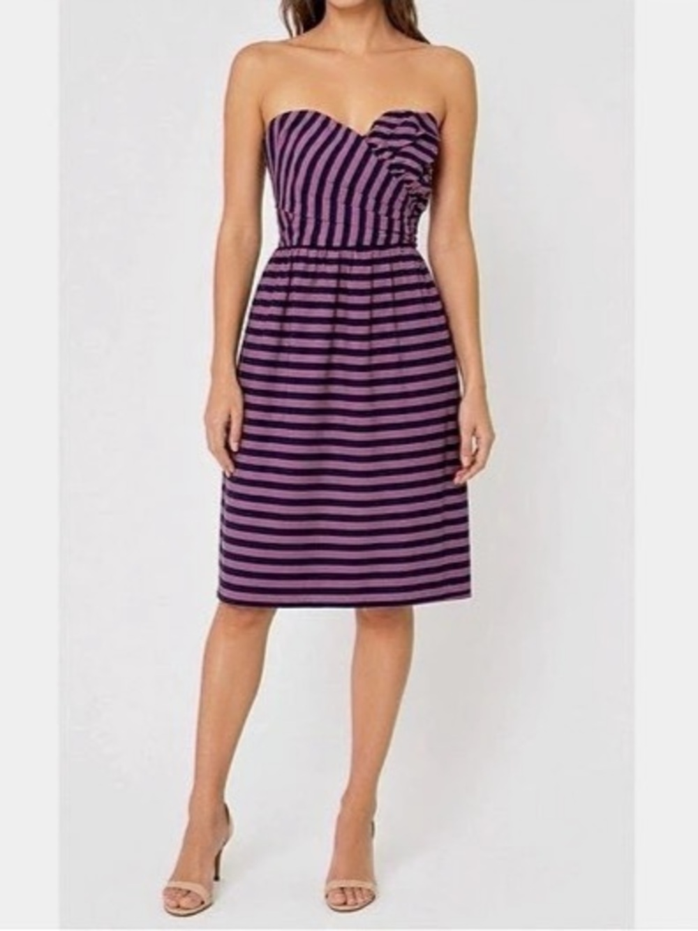 Corey Lynn Calter Silk Cotton Blend Striped Strapless Cocktail Party Dress